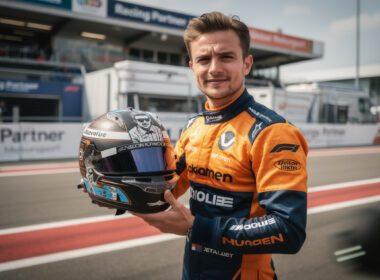 lando norris unveils a unique helmet design to support the charity cause of a legendary f1 champion, blending racing heritage with philanthropy.