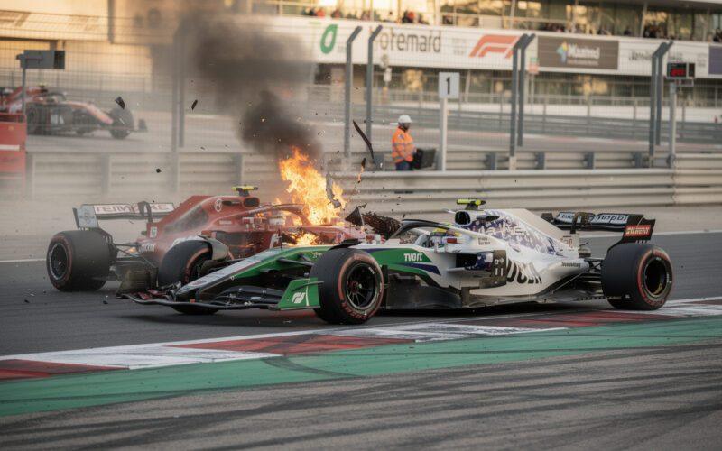 dramatic fiery crash in madrid f2 race sparks red flag, highlighting the intense competition and safety concerns in this thrilling motorsport event.